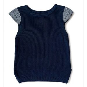 Cotton Knit Beaded Shoulder Top in Black
